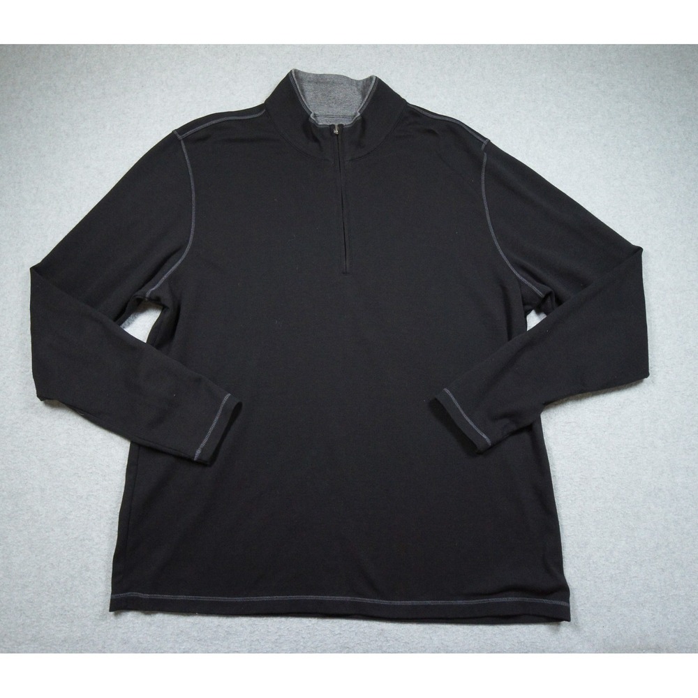 Carnoustie Sweater Mens Large Black Quarter Zip Pullover Lightweight Golf Adult